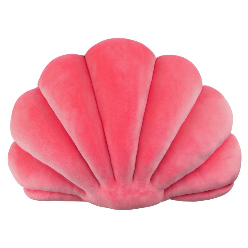 Yi-gog Seashell Pillow Sea Shaped Decorative Princess Throw Pillow 3D Velvet Soft Ocean Cute Throw Pillows for Bed Couch Chair Sofa Room 18 X 13 inch - Image 1